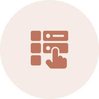 Finger tapping on a grid icon.