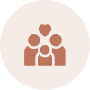 Family icon with heart above three figures.