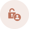 Unlocked padlock with user icon, dark background.